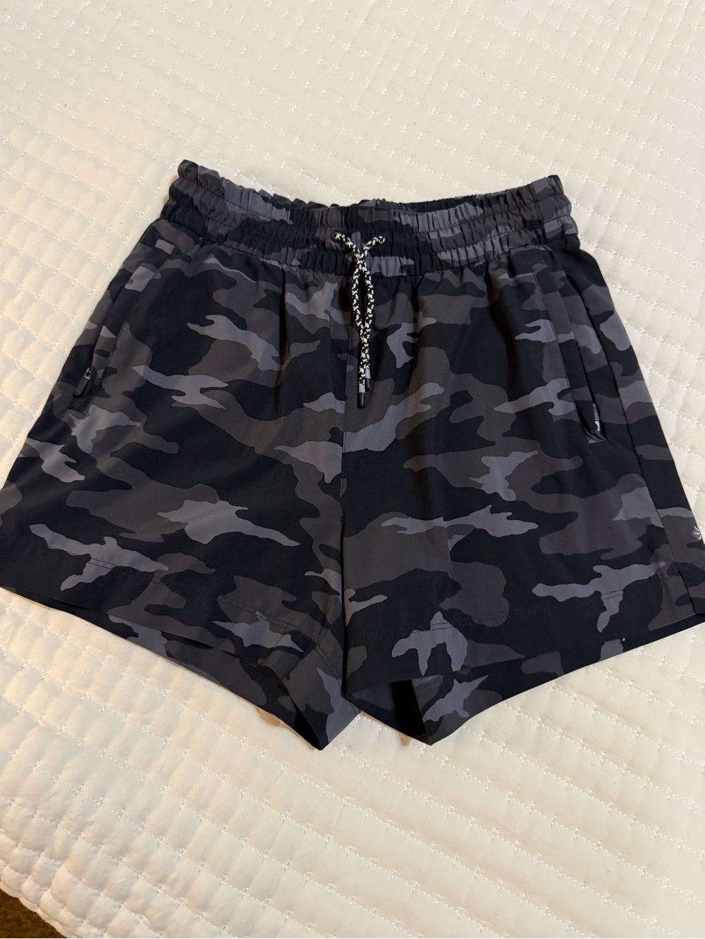 Athleta Girl Black & Grey Camo Athletic Shorts